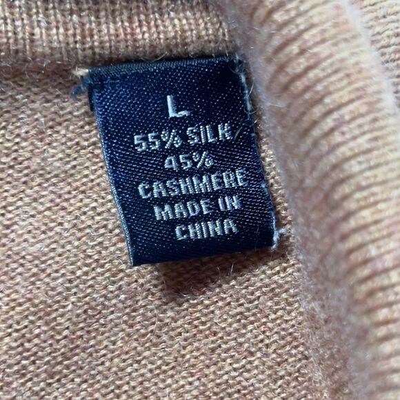 Austin Reed London Silk Cashmere Polo Sweater Mens Sz Large Tan Long Sleeve - Picture 6 of 10